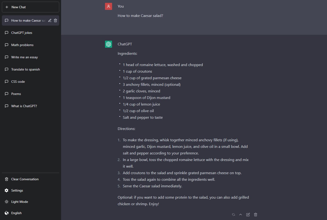ChatGPT Plus interface showing AI chat assistant in use